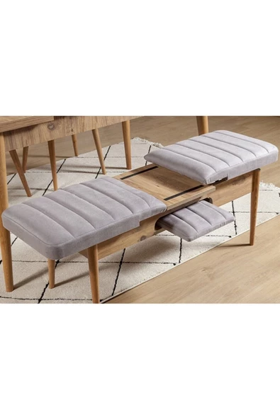 ZEYTUN Palermo Benchli Yemek Masası Takımı Atlantik Soho Gri - 3