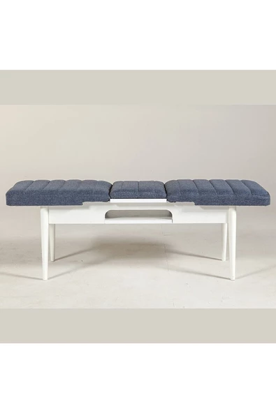 ZEYTUN Ahşap Açılır Bench Beyaz Lacivert - 3