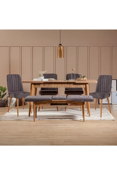 ZEYTUN Roma Large Mutfak Masa Takımı Soho Antrasit - 5