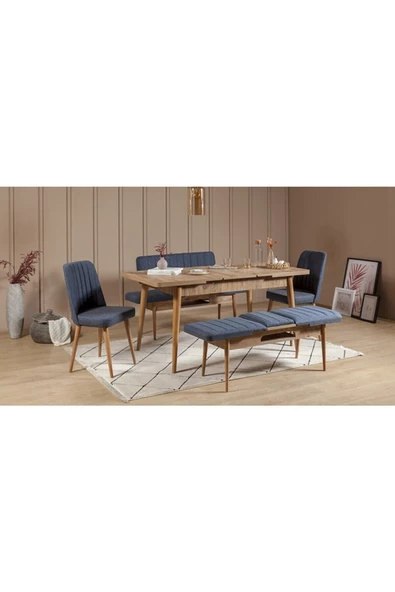 ZEYTUN Paris Banklı Yemek Masası Takımı Atlantik Lacivert - 2