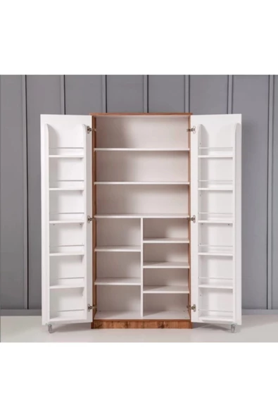 ZEYTUN Kiler Dolabı 2 Kapaklı 165 Derece Açılır Kapak Çok Amaçlı Mutfak Dolabı - 2