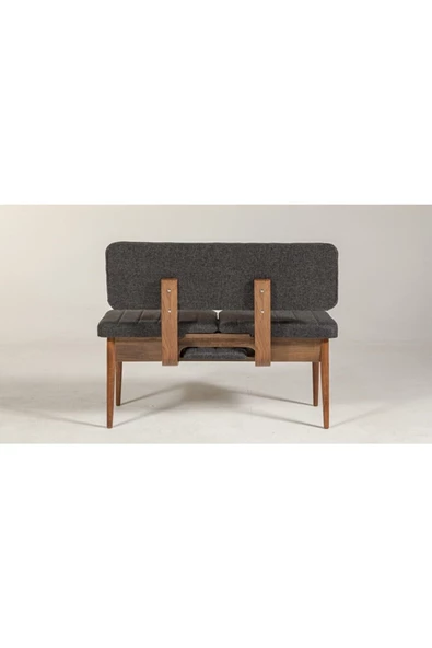 ZEYTUN Ahşap Sırtlı Bank Ceviz Antrasit - 4