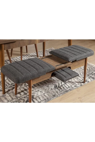 ZEYTUN Palermo Benchli Yemek Masası Takımı Ceviz Antrasit - 3