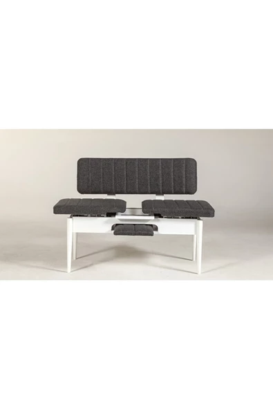 ZEYTUN Ahşap Sırtlı Bank Beyaz Antrasit - 2
