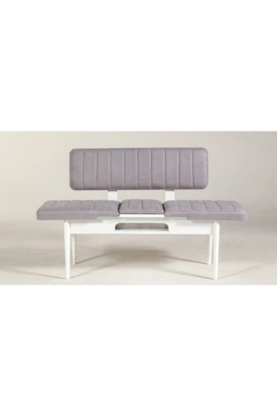 ZEYTUN Ahşap Sırtlı Bank Beyaz Soho Gri - 3