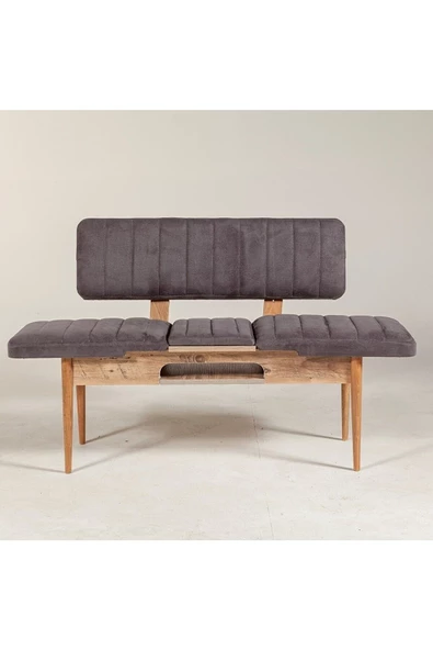 ZEYTUN Ahşap Sırtlı Bank Atlantik Soho Antrasit - 2