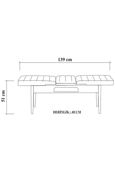 ZEYTUN Ahşap Açılır Bench Ceviz Lacivert - 6