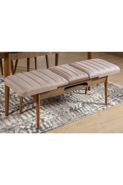 ZEYTUN Palermo Benchli Yemek Masası Takımı Ceviz Taş - 5