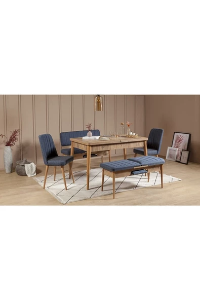 ZEYTUN Paris Banklı Yemek Masası Takımı Atlantik Lacivert