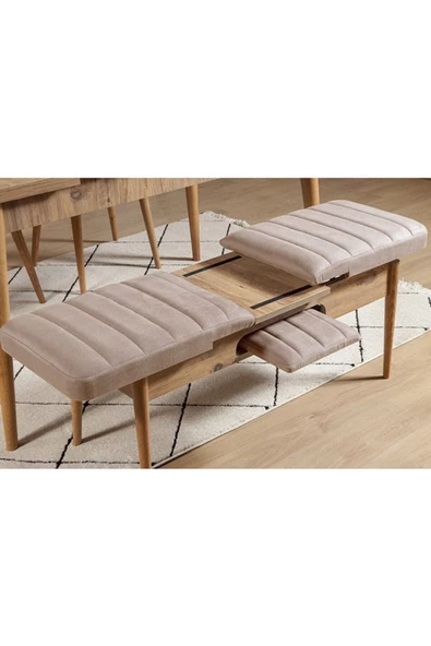 ZEYTUN Palermo Benchli Yemek Masası Takımı Atlantik Taş - 3