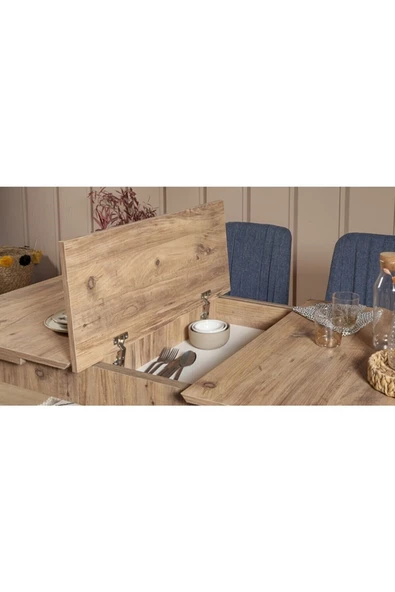 ZEYTUN Paris Banklı Yemek Masası Takımı Atlantik Lacivert - 3