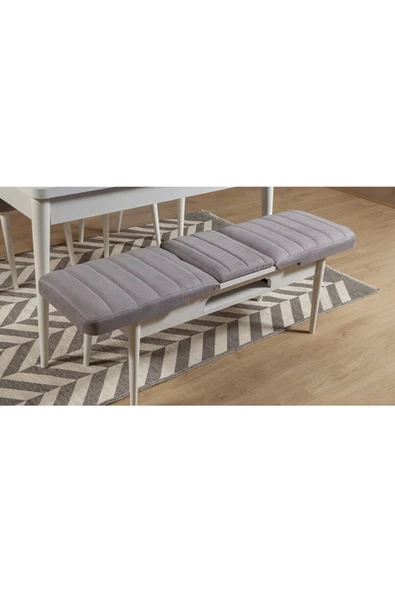 ZEYTUN Paris Banklı Yemek Masası Takımı Beyaz Soho Gri - 3