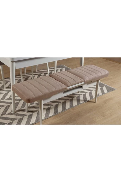 ZEYTUN Paris Banklı Yemek Masası Takımı Beyaz Taş - 3