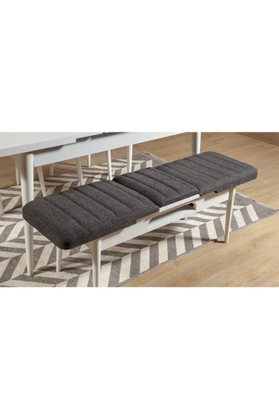 ZEYTUN Paris Banklı Yemek Masası Takımı Beyaz Antrasit - 3