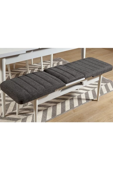 ZEYTUN Palermo Benchli Yemek Masası Takımı Beyaz Antrasit - 4