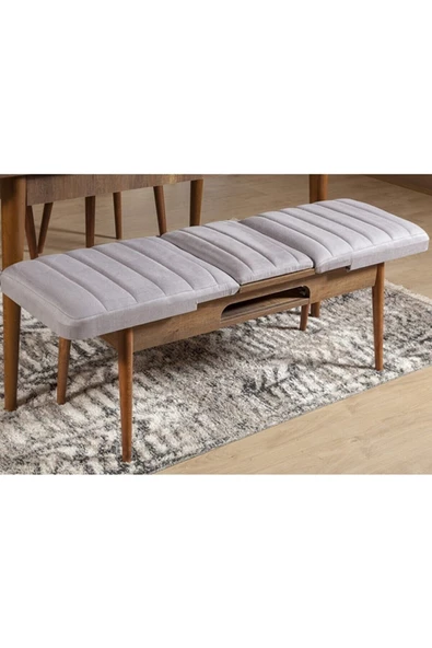 ZEYTUN Palermo Benchli Yemek Masası Takımı Ceviz Soho Gri - 4