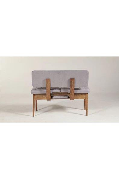 ZEYTUN Ahşap Sırtlı Bank Ceviz Soho Gri - 4