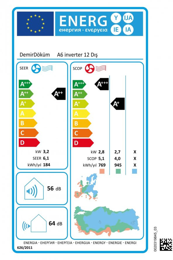 Demirdöküm A6 12000 BTU A++ Inverter Duvar Tipi Klima - 2