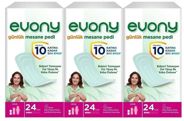 Evony Uzun 24'lü 3 Paket Günlük Mesane Pedi