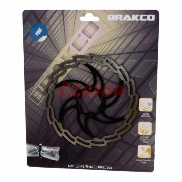 Brakco 160 mm Disk Fren Rotoru 160MM-STEEL 6 Vida MTB PERFORMANS Rotor Siyah - 2
