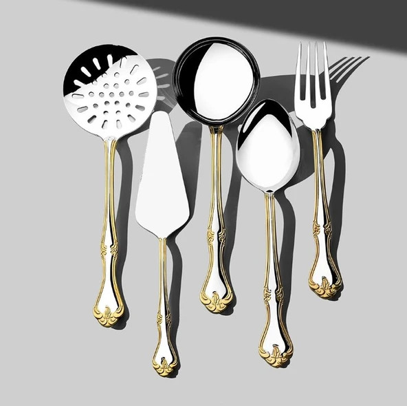 Nehir Lalezar Altın Sade 12 Kişilik 89 Parça Kutulu Çatal Kaşık Bıçak Takımı - Resim 2