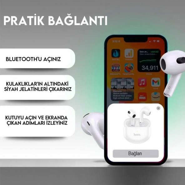 Polham HC Series BT5.3V TWS Kablosuz Mikrofonlu Kulakiçi Kulaklık, 250mAh Şarjlı Su Geçirmez HİFİ Ses Destekli Kulaklık - 3
