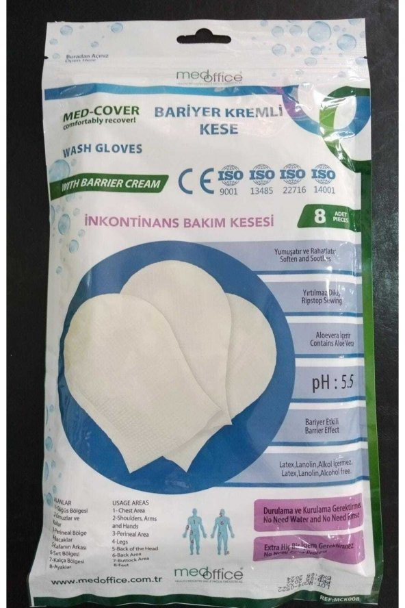 Med Cover Bariyer Kremli Kese - Yatan Hasta Vücut Bakım Kesesi 8li 5li Paket