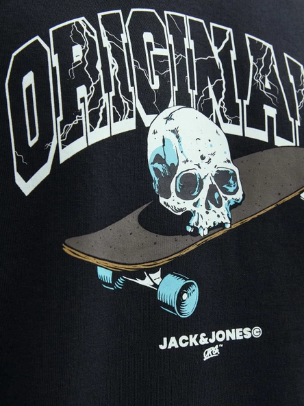 JACK JONES Erkek Kuru Kafa Baskılı Bisklet Yaka Sweatshirt 12244220 - 6