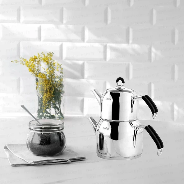 Nehir Modern Mini Çelik Çaydanlık Takımı 0,80 lt / 1,60 lt (8697076290057)