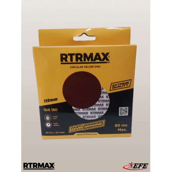 RTRMAX RDS115180 Alüminyum Oksit Cırtlı Zımpara 180 KUM 1 KUTU (20 AD) 115 MM