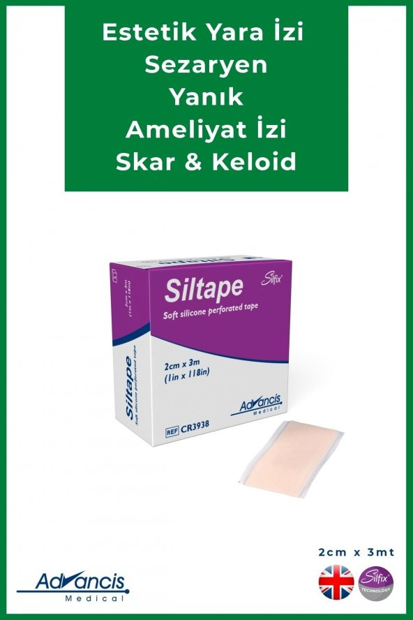 Siltape Soft Silikon Bant Yara Izi - Dikiş Izi - Sezaryen - Yanık - Estetik 2cm X 3mt