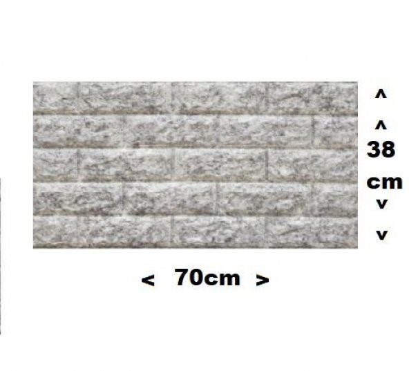 Renkli Duvarlar 70x38cm Silinebilir Kendinden Yapışkanlı Çift Renk Gri Beyaz Esnek Tuğla Sünger Duvar Paneli Kağıdı - 2