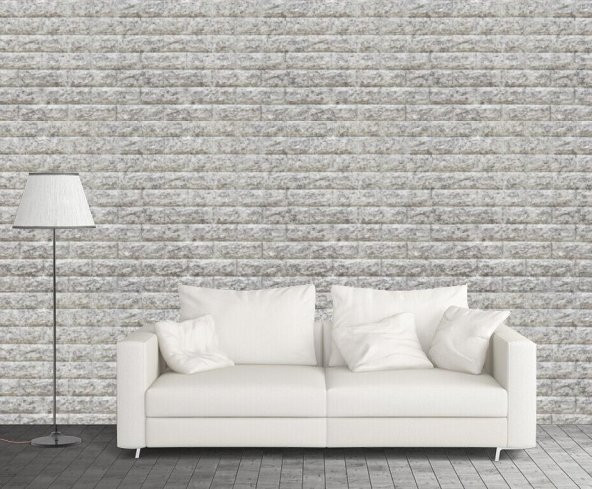Renkli Duvarlar 70x38cm Silinebilir Kendinden Yapışkanlı Çift Renk Gri Beyaz Esnek Tuğla Sünger Duvar Paneli Kağıdı - 3