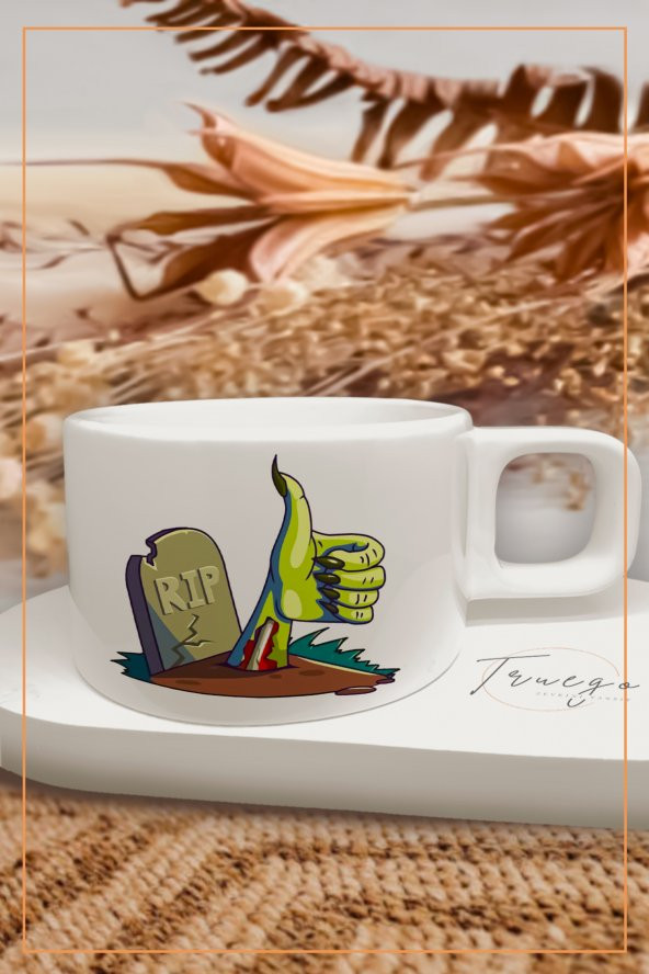 Baskılı Filtre Kahve Fincanı Kupa Bardak Seramik Mug - Rip