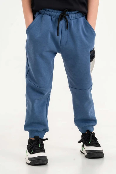 Fileli Cep Lastikli Bel ve Paça Erkek Çocuk Eşofman Altı - 3