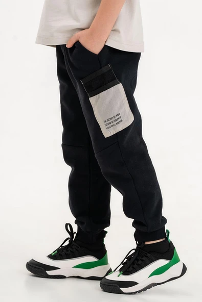 Fileli Cep Lastikli Bel ve Paça Erkek Çocuk Eşofman Altı - 11