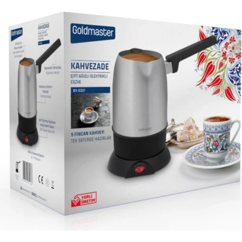 GOLDMASTER KAHVEZADE BY-5321 CEZVE İNOX PASLANMAZ ÇELİK ÇİFT AĞIZLI 5 FİNCAN KAPASİTELİ ELKT - 5