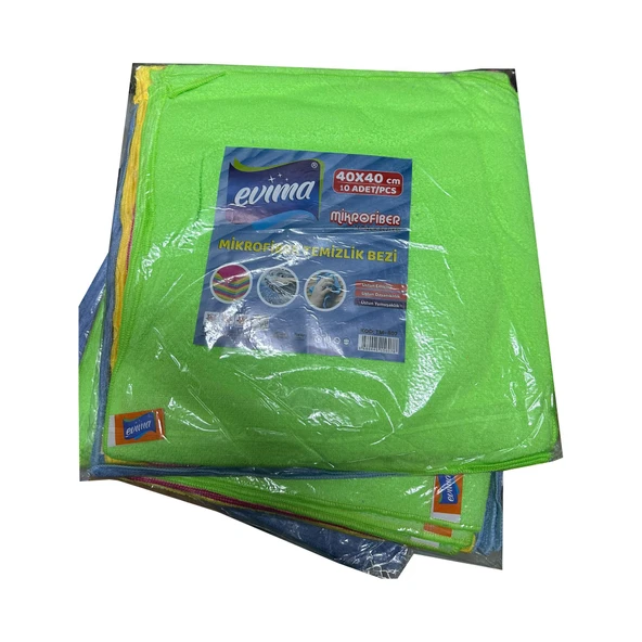 Evima Mikrofiber Bez Temizlik Toz Cam Bezi - Karışık Renk - 40 x 40 Cm. - 10 Adetlik Paket - Resim 7