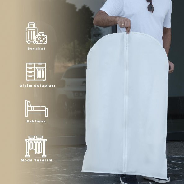 CUTYHOME TAKIM ELBİSE,KIYAFET KORUMA VE TAŞIMA KILIFI 4LÜ BEYAZ GAMBOÇ(60*100) - 4