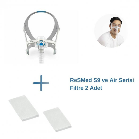 ResMed AirFit N20 CPAP Burun Maskesi Orta Boy+ResMed S9 ve Air Serisi Filtre 2’li Paket - 2