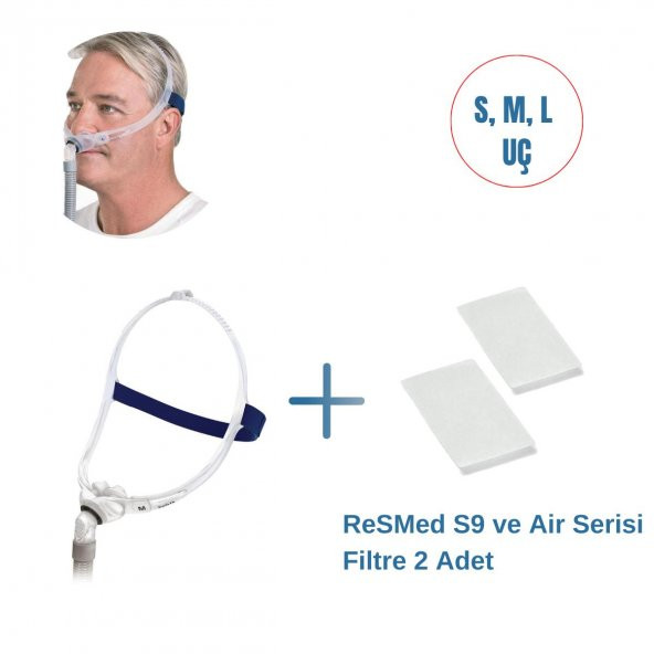 ResMed Swift Fx Burun Yastık Cpap Maskesi + ResMed S9 ve Air Serisi Filtre 2’li Paket