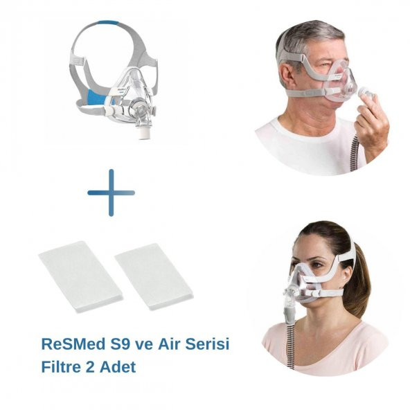 ResMed AirFit F20 Tam Yüz CPAP Maskesi (Medium Boy) +ResMed S9 ve Air Serisi Filtre 2’li Paket