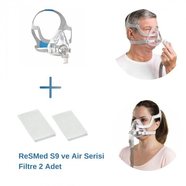 ResMed AirFit F20 Tam Yüz CPAP Maskesi (Large Boy) +ResMed S9 ve Air Serisi Filtre 2’li Paket