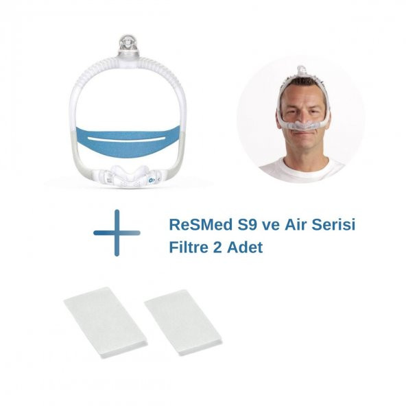 ResMed AirFit N30i CPAP Burun Maskesi STD Boy+ResMed S9 ve Air Serisi Filtre 2’li Paket