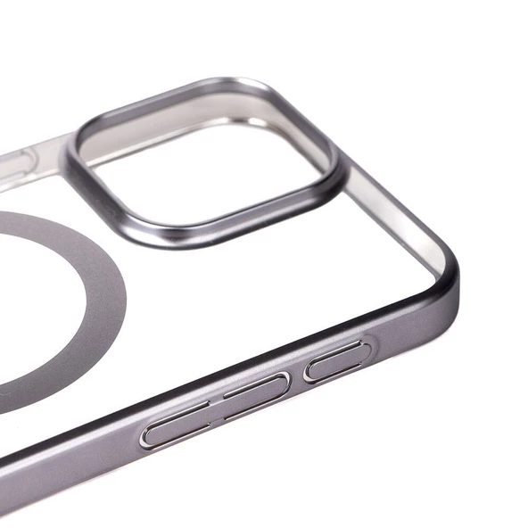 iPhone 15 Pro Kılıf Wireless Şarj Özellikli Sert PC Mat Riksos Magsafe Kılıf - Resim 3