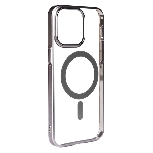 iPhone 15 Pro Kılıf Wireless Şarj Özellikli Sert PC Mat Riksos Magsafe Kılıf - Resim 7