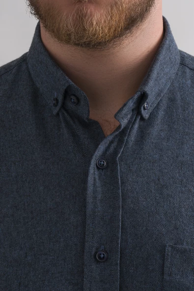 Bican Rahat Kesim Cepli Yaka Düğmeli Kışlık Kumaş Erkek Gömlek - Resim 9