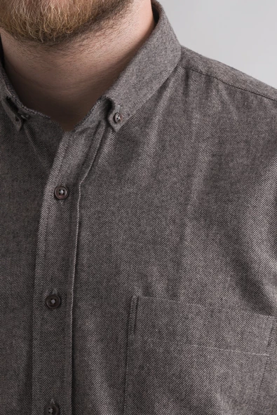 Bican Rahat Kesim Cepli Yaka Düğmeli Kışlık Kumaş Erkek Gömlek - Resim 4