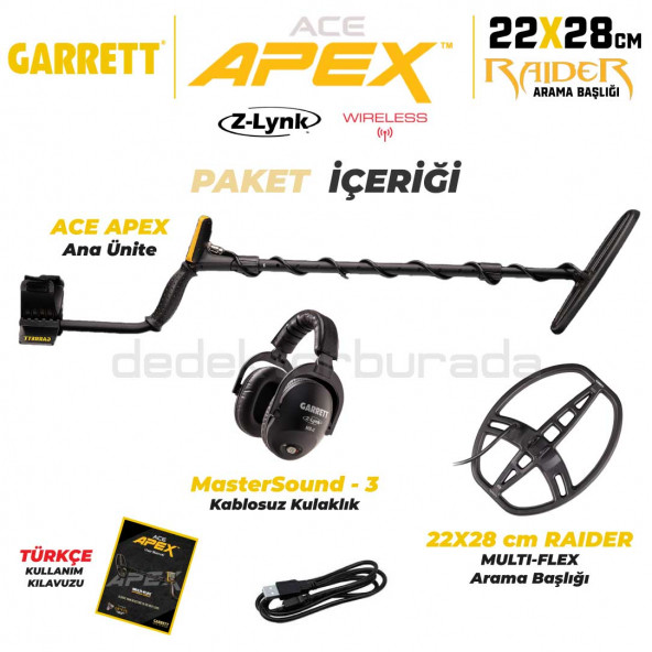 Garrett Ace Apex Dedektör Raider Başlıklı (22x28cm) MS-3 Z-LYNK Kablosuz Kulaklıklı - 2