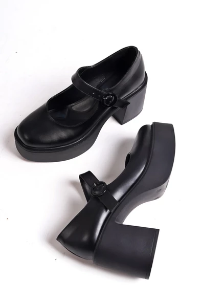 BİZA Siyah Mat Kalın Platform Topuklu Mary Jane Günlük Ayakkabı Özellikleri - Resim 2
